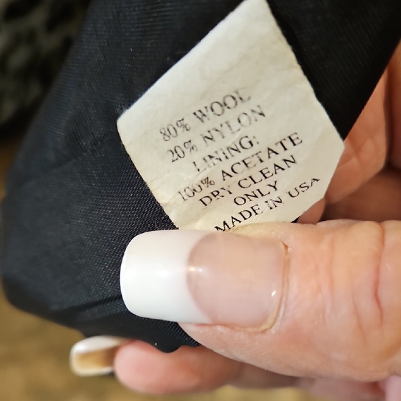 Jonathan Michael Black Coat Wool W/animal Print Scarf Size 8 - Picture 3 of 7